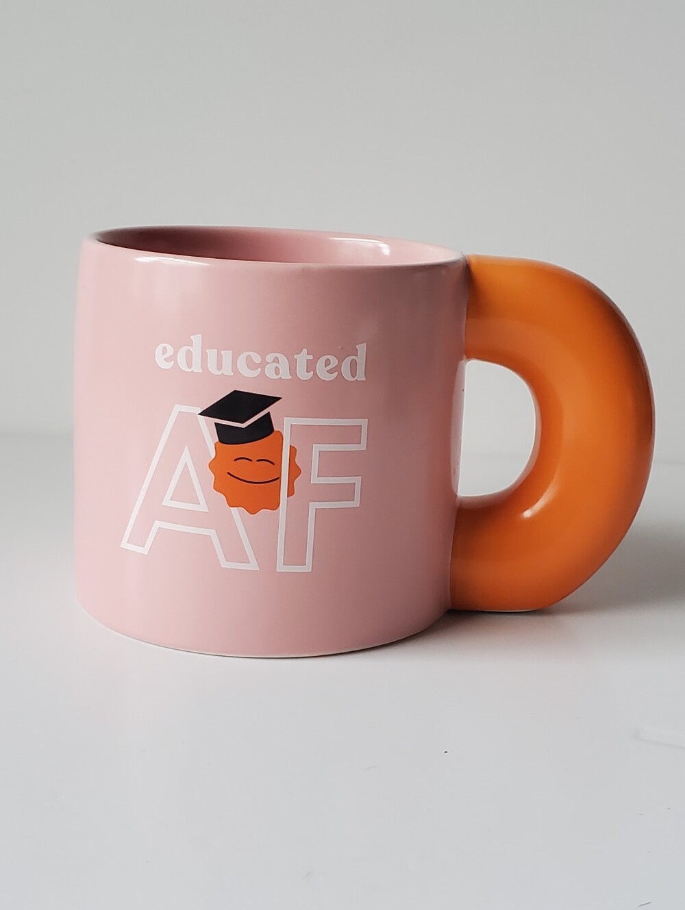 Indigo Educated AF Oversized Novelty Mug Pink & Orange Contrast Chunky Cup